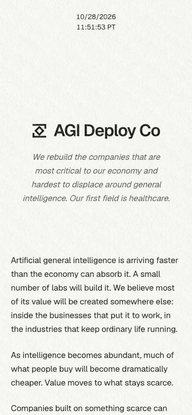 AGI Deploy Co home page on a phone