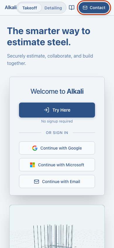Alkali home page on a phone
