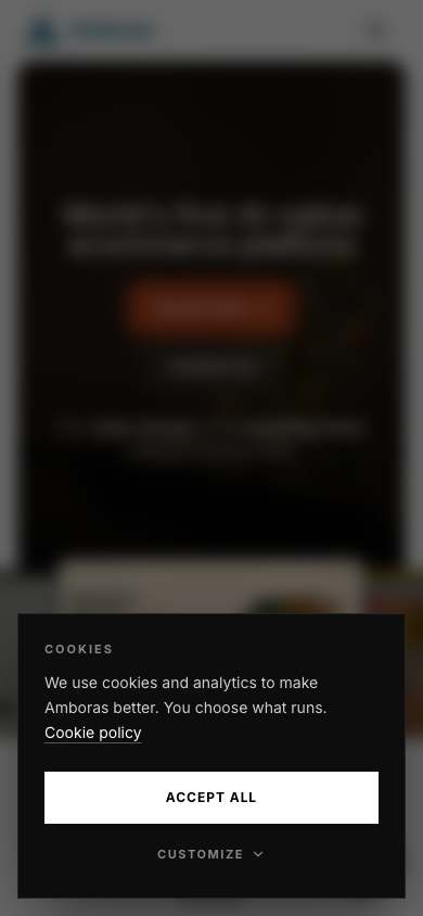 Amboras home page on a phone