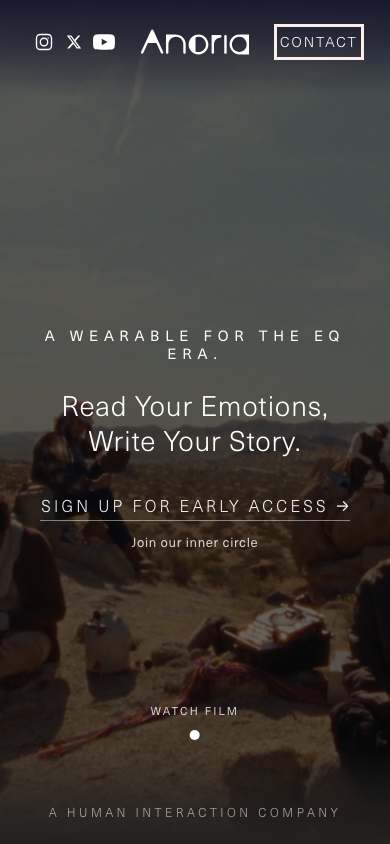 ANORIA home page on a phone