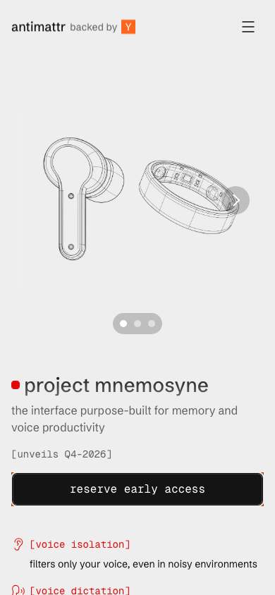 antimattr home page on a phone