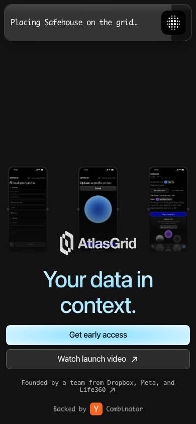 AtlasGrid home page on a phone