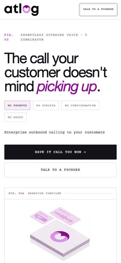 Atlog home page on a phone