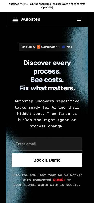 Autostep home page on a phone