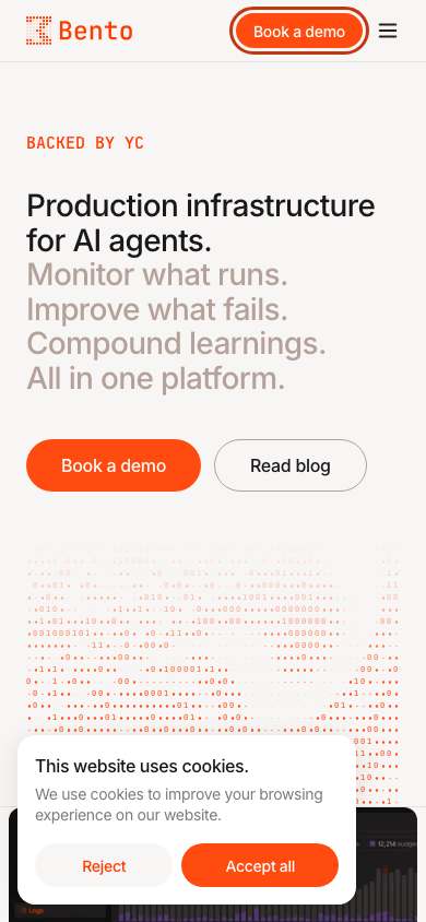 BentoLabs AI home page on a phone
