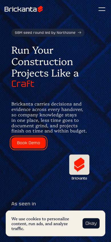 Brickanta home page on a phone