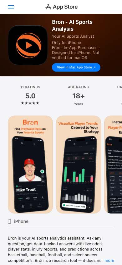 Bron home page on a phone
