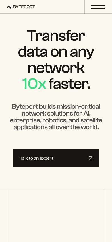 Byteport home page on a phone