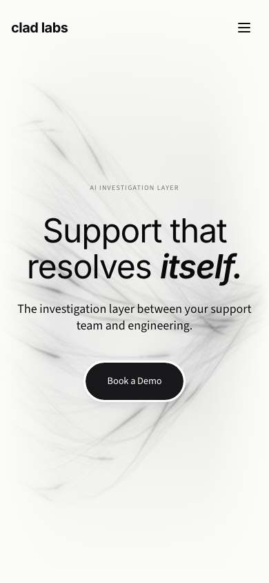 Clad Labs home page on a phone