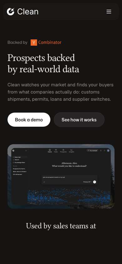 Clean home page on a phone