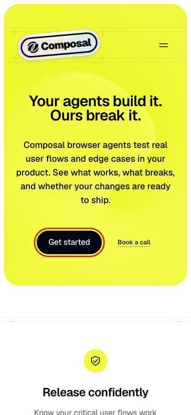 Composal home page on a phone