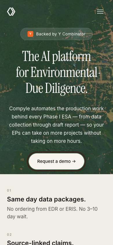 Compyle home page on a phone