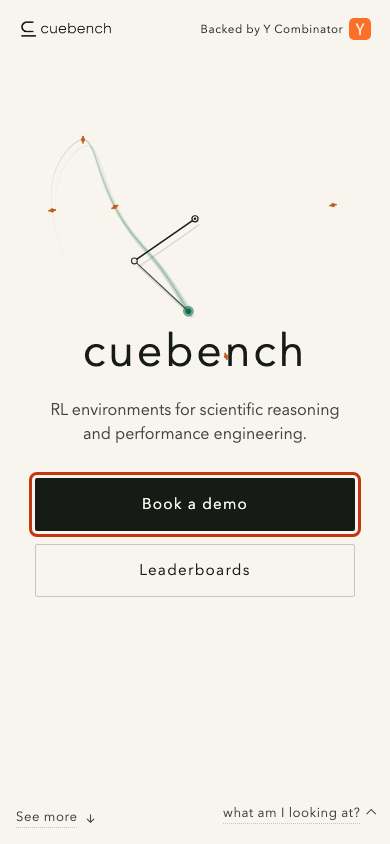 CueBench home page on a phone