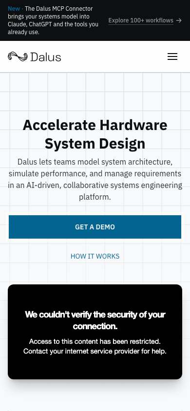 Dalus home page on a phone