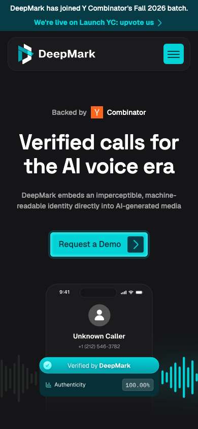 DeepMark home page on a phone