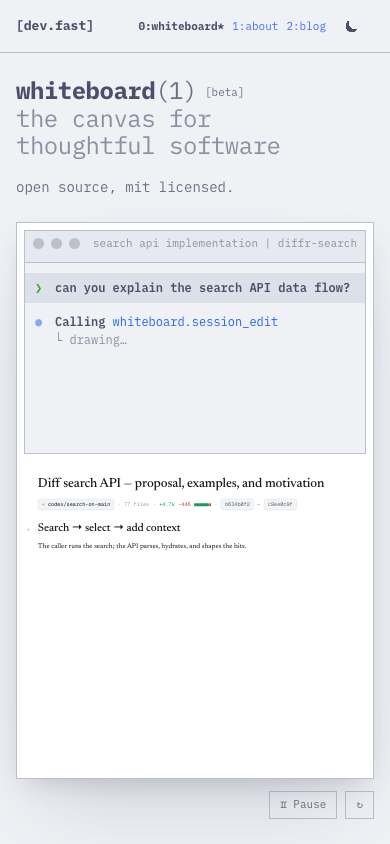 /dev/fast home page on a phone
