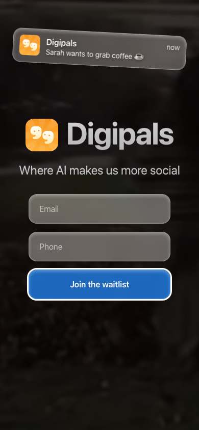 Digipals home page on a phone