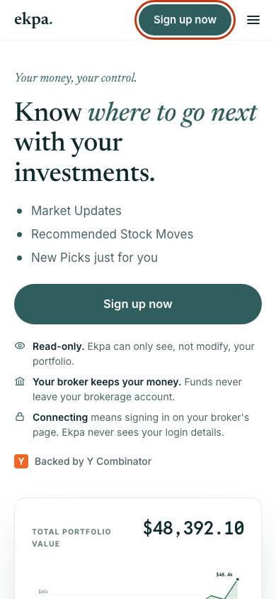 Ekpa home page on a phone