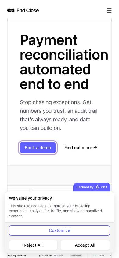 End Close home page on a phone