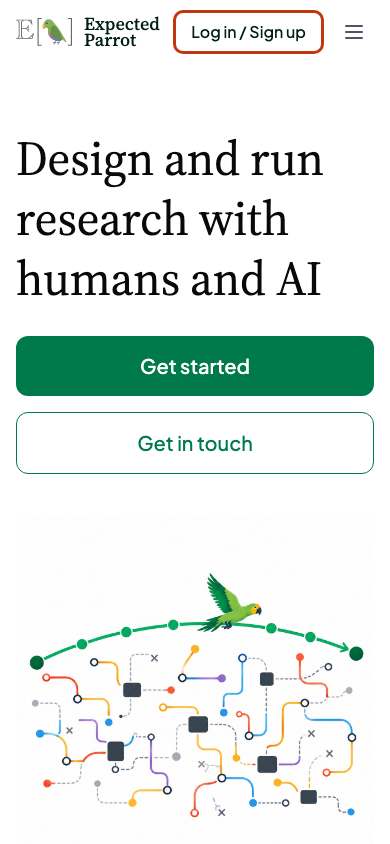 Expected Parrot home page on a phone