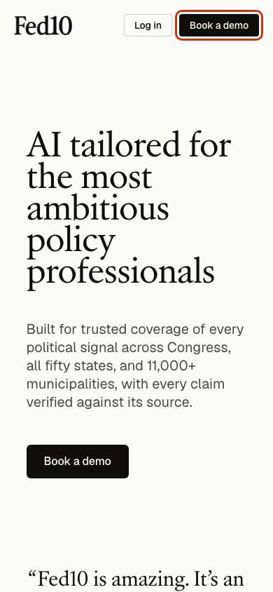 Fed10 home page on a phone