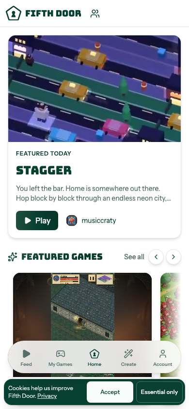 Fifth Door home page on a phone