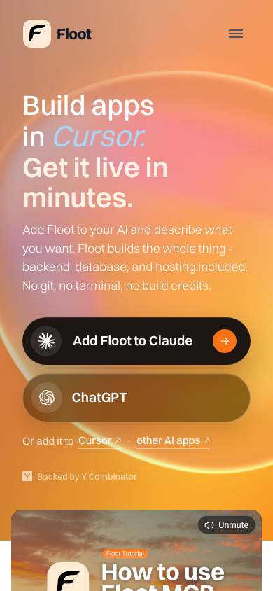 Floot home page on a phone