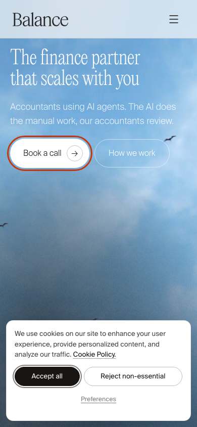 Balance home page on a phone