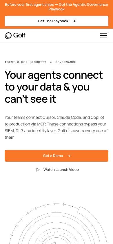 Golf home page on a phone