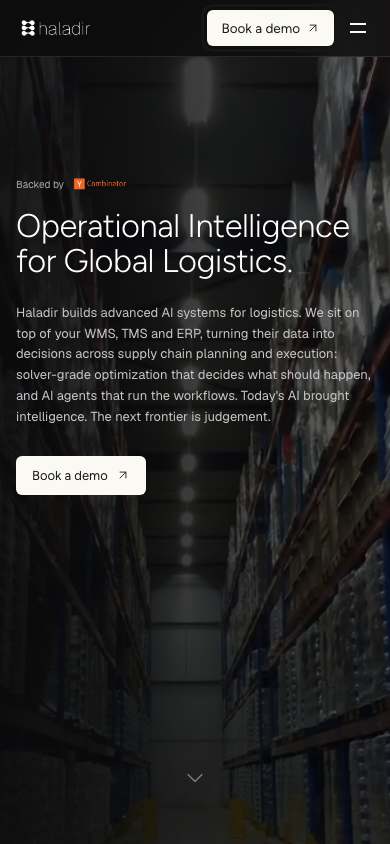 Haladir home page on a phone