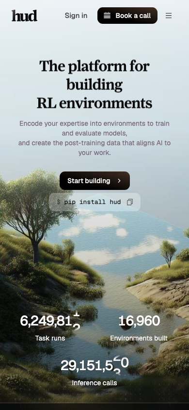 HUD home page on a phone