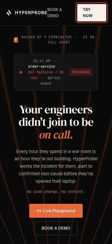 HyperProbe home page on a phone