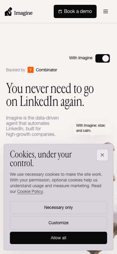 Imagine AI home page on a phone