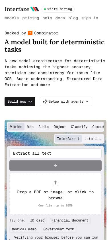 Interfaze home page on a phone