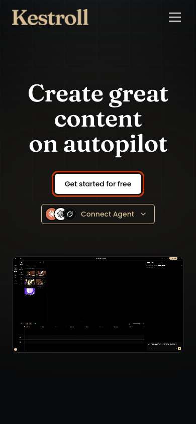 Kestroll home page on a phone