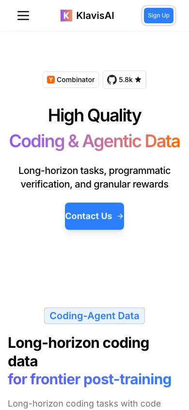 Klavis AI home page on a phone