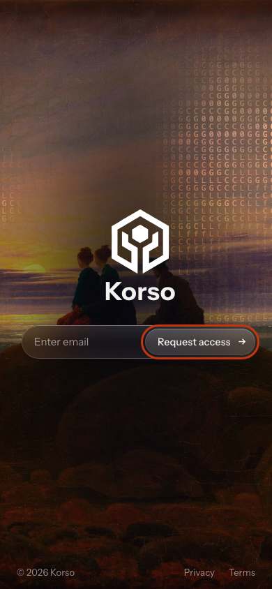 Korso home page on a phone