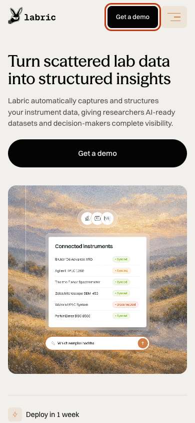 Labric home page on a phone