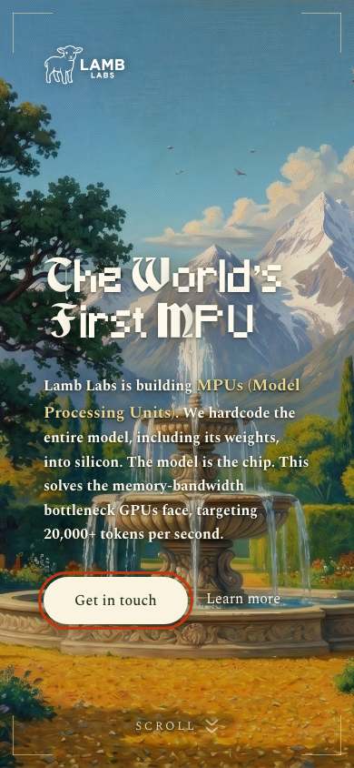 Lamb Labs home page on a phone