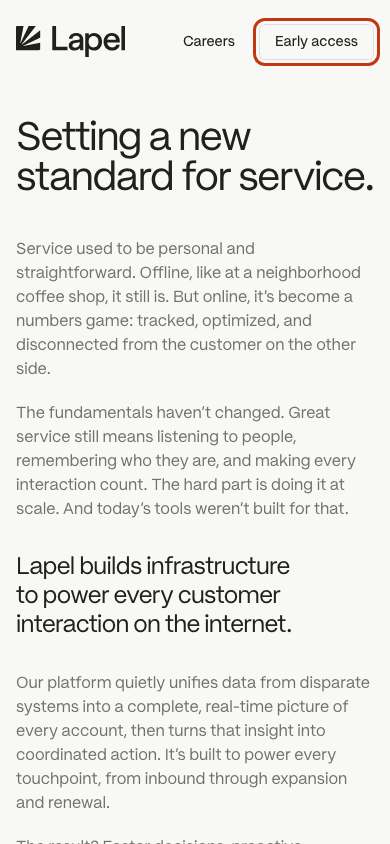 Lapel home page on a phone