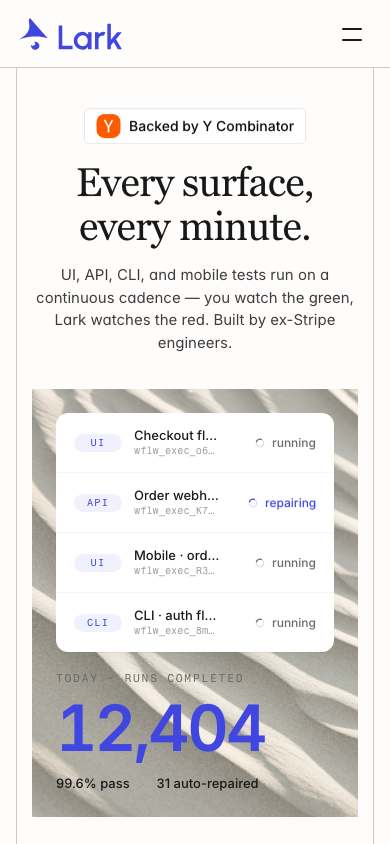 Lark home page on a phone