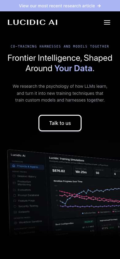 Lucidic AI home page on a phone