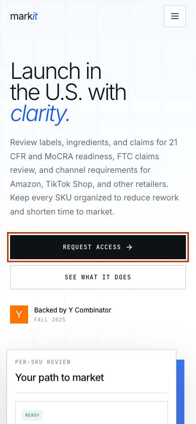 MarkIt home page on a phone