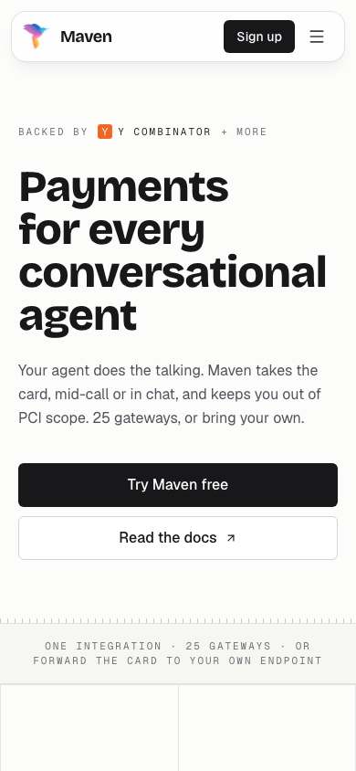 Maven home page on a phone
