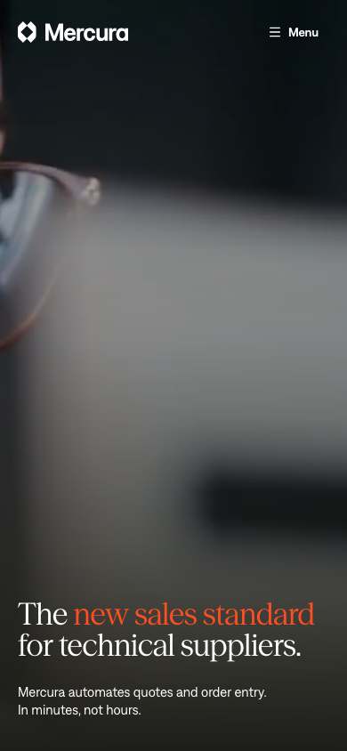 Mercura home page on a phone