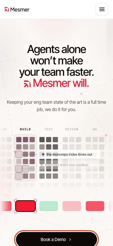 Mesmer home page on a phone