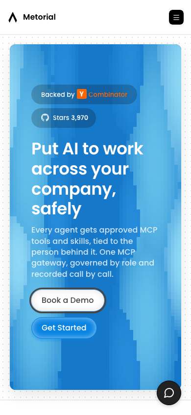 Metorial home page on a phone