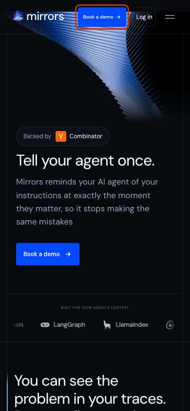 Mirrors home page on a phone
