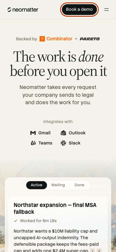 Neomatter home page on a phone