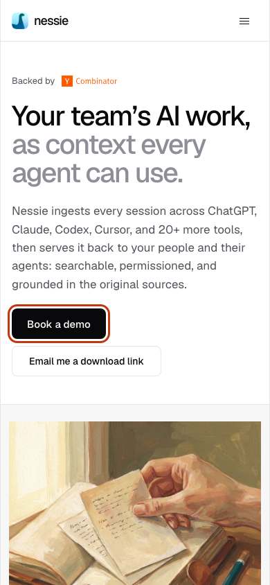Nessie home page on a phone